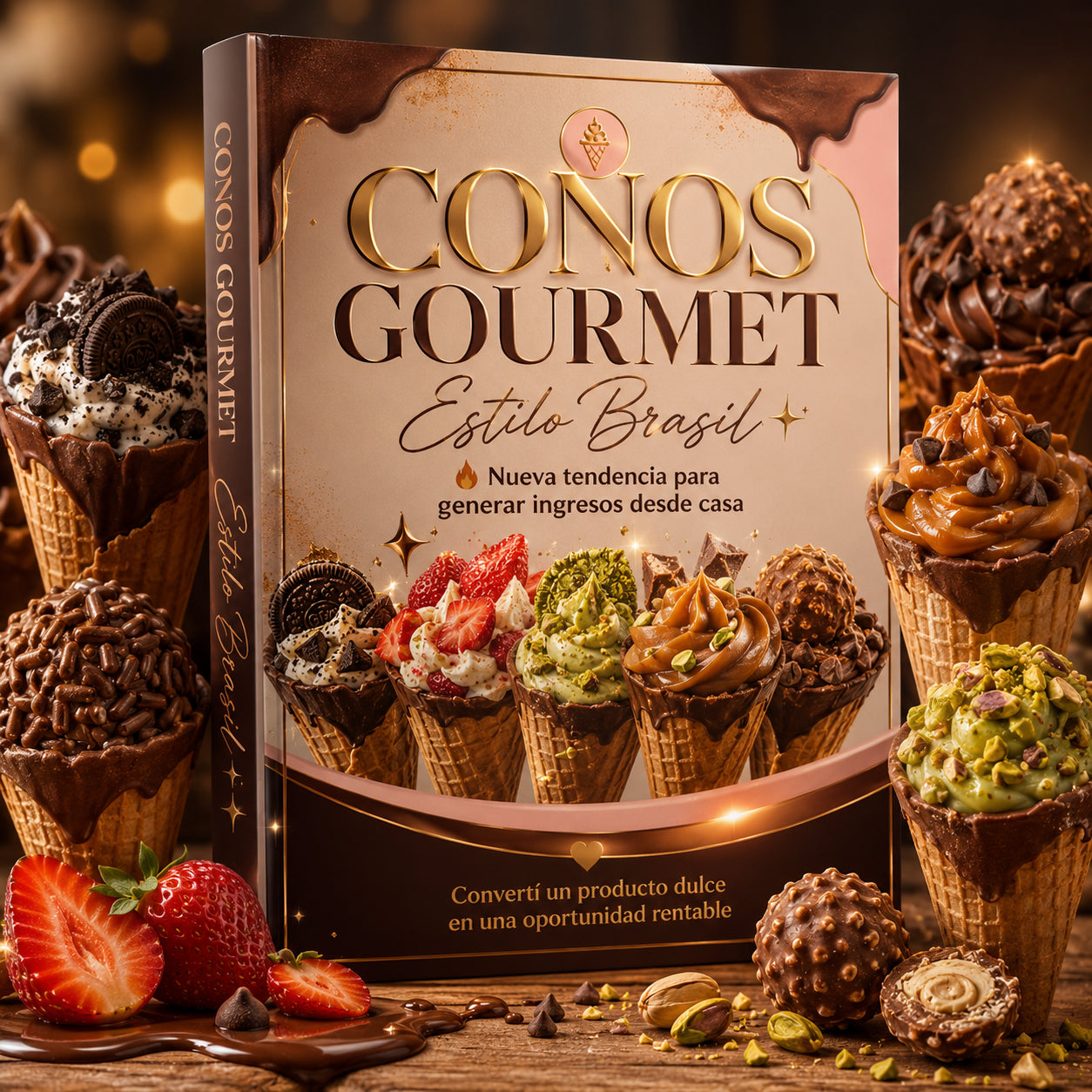 🍫 CONOS GOURMET ESTILO BRASIL ( RECETARIO + ESTRATEGIA DE VENTAS + BONOS)