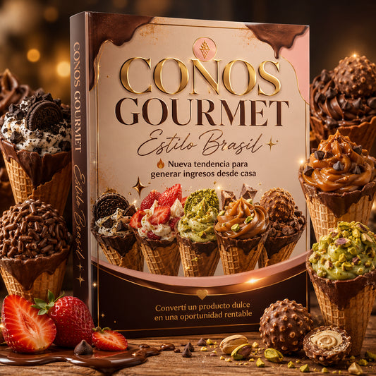 🍫 CONOS GOURMET ESTILO BRASIL ( RECETARIO + ESTRATEGIA DE VENTAS + BONOS)